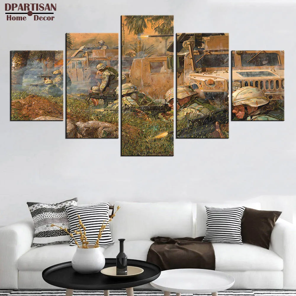 

DPARTISAN 5 Panel Modern Battles star Wall Art Painting Canvas Painting For Living Room Decor Picture Modular Painting No frame