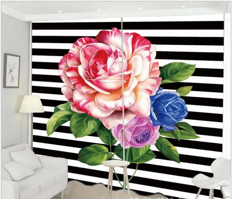 

window cottons for living room flower print Luxury Blackout 3D Curtain Living Room decorate Drapes Rideaux Cortina pillowcase