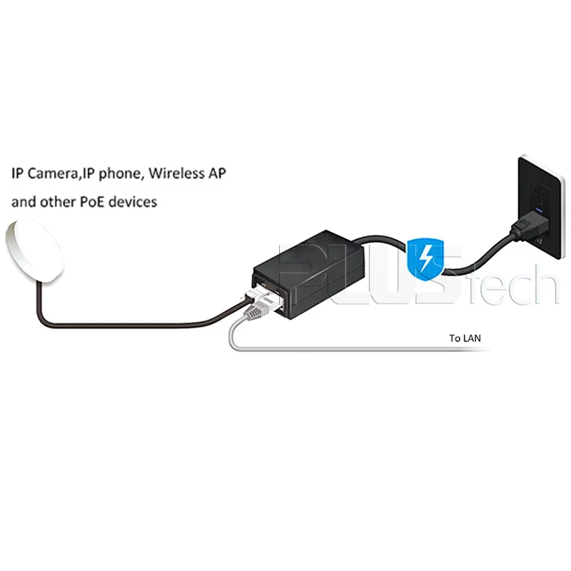 IEEE 802.3af/at 48V PoE Мощность over Ethernet POE инжектор адаптер питания, 10/100 Мбит/с