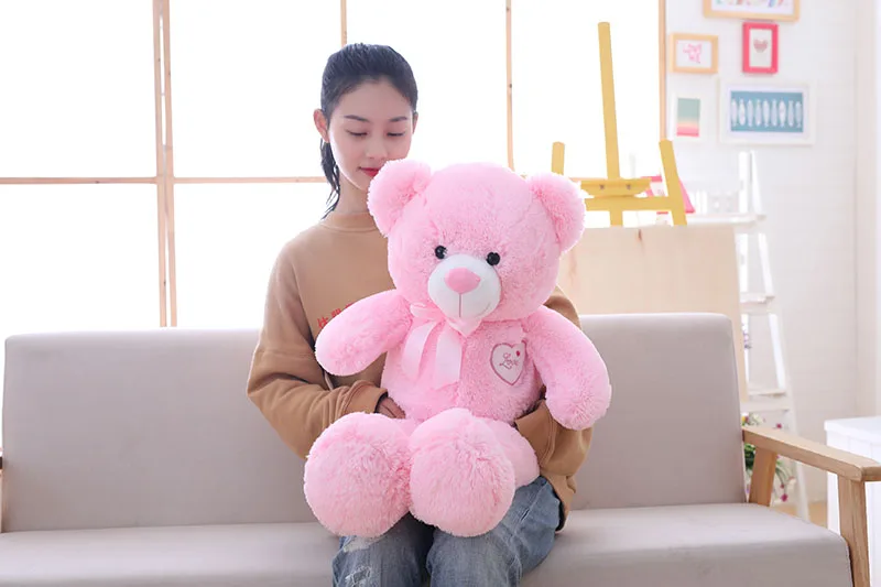 pink DEC Горячая новинка любовь лента для сердца плюшевый мишка мягкая плюшевая игрушка 90 см 110 см четыре цвета 1 шт./упак. подарок на день рождения - Цвет: pink