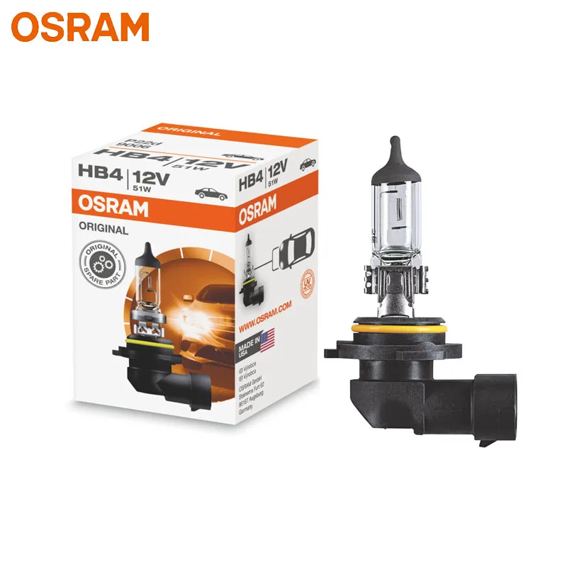 

OSRAM Original 9006 HB4 12V 51W 3200K Standard Auto Head Light Replacement Car Bulb OEM Quality Lamp Made in US (Single)