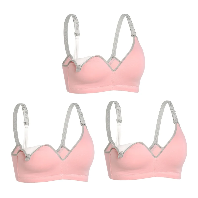 3 Pink ZTOV по 3 предмета в комплекте для кормящих матерей, бюстгальтер для беременных, для грудного вскармливания, одежда для девочек; Спортивный Бюстгальтер Для девочек переходного возраста от Бюстгальтер для кормления с коротким рукавом Нижнее белье Костюмы - Цвет: 3 Pink