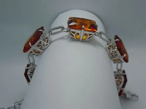 

Free delivery delivery Victorian amazing rectangle amber stone 925 silver bracelet