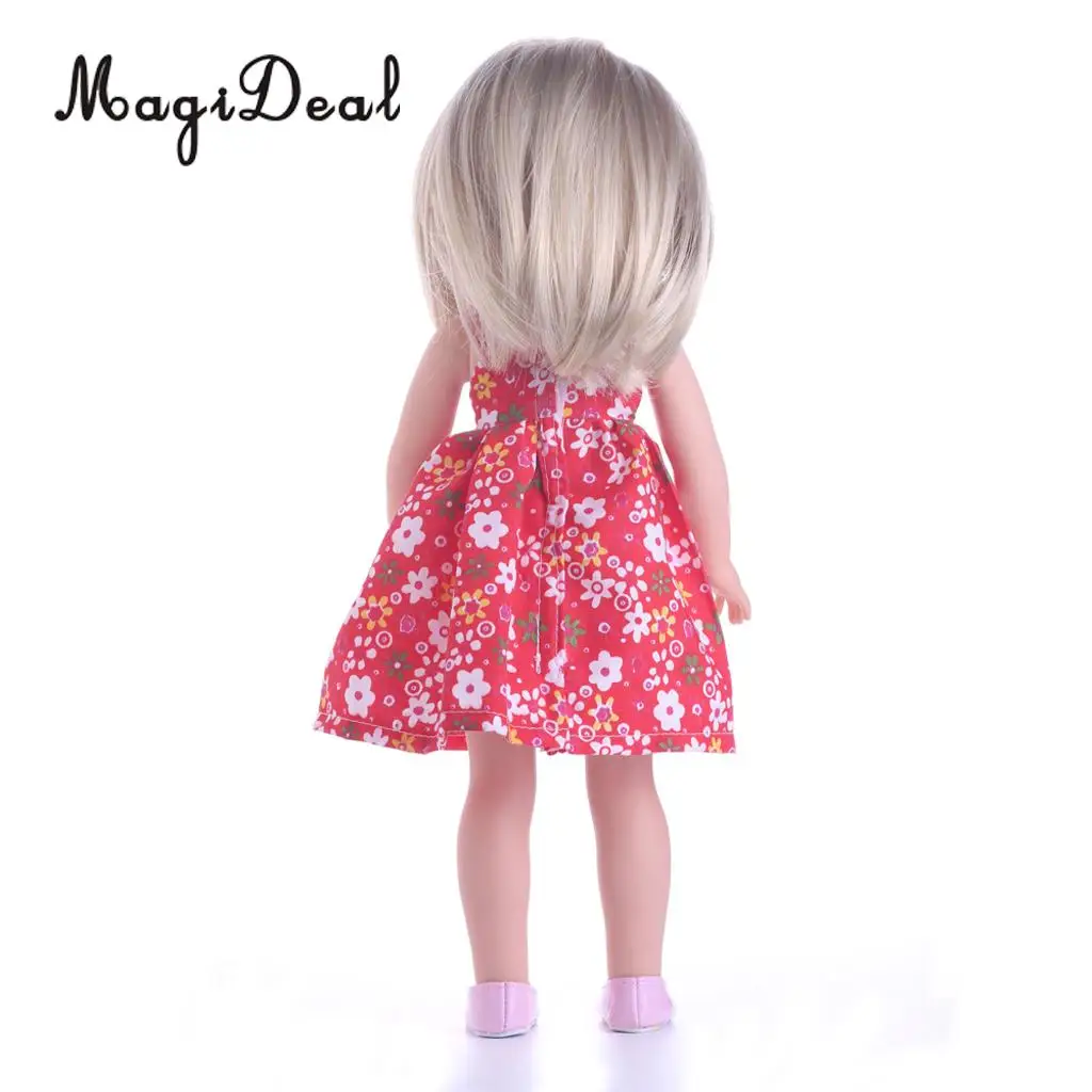 Dolls Stylish Clothes Party Wearing Floral Slip Dress for 14 Inch American Wellie Wishers Doll Outfit Acc Collectibles