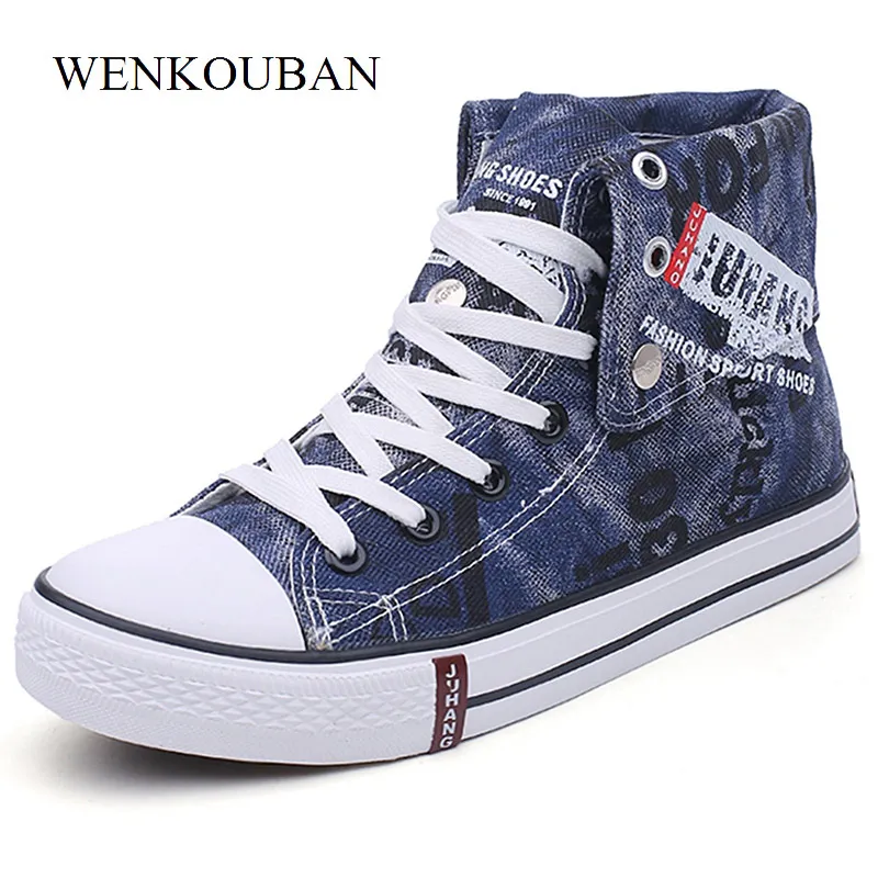 

Women Men Running Shoes High Top Sport Casual Denim Canvas Shoes Platform Sneakers Breathable Lace Up Trainers Zapatos Mujer