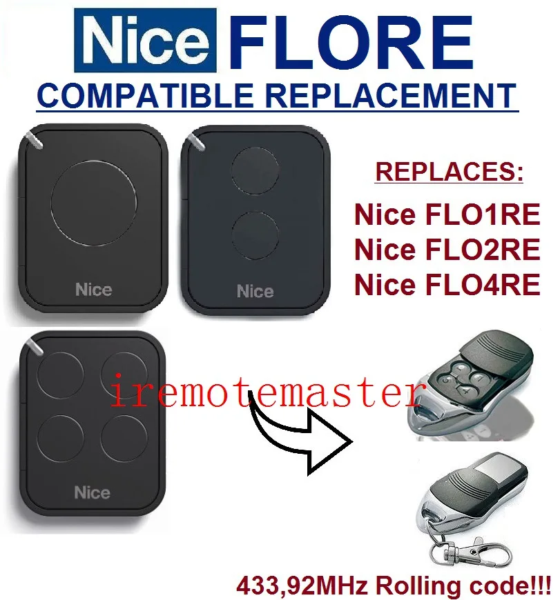 

The remote For FLO1RE,FLO2RE,FLO4RE 433,92MHZ Rolling code compatible remote top quality