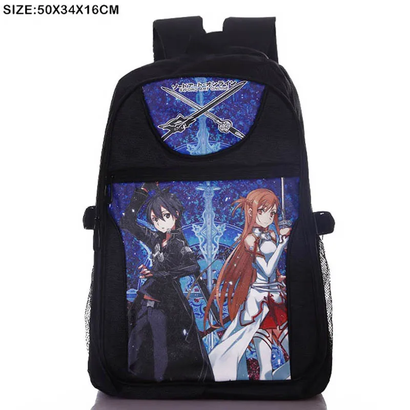 Sword Art Online: черный рюкзак для ноутбука Kirito & Asuna/Двойная Сумка через