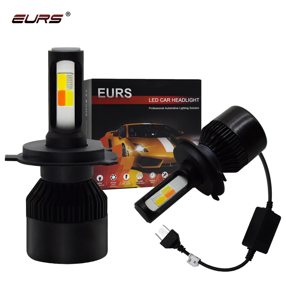 

EURS 2pcs S2 LED Headlight H4 LED Bulb H1 H7 Auto Lamp H8 H11 HB3 HB4 HB5 60W LED Lights 4 Color Car Automobiles LED Head Light