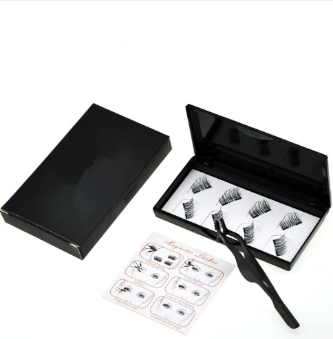 

8 Pcs Lashes & 1 Tweezer Mixed Styles Dual Magnetic False Eyelashes Thick Long Natural Makeup Extension Tool Black lash