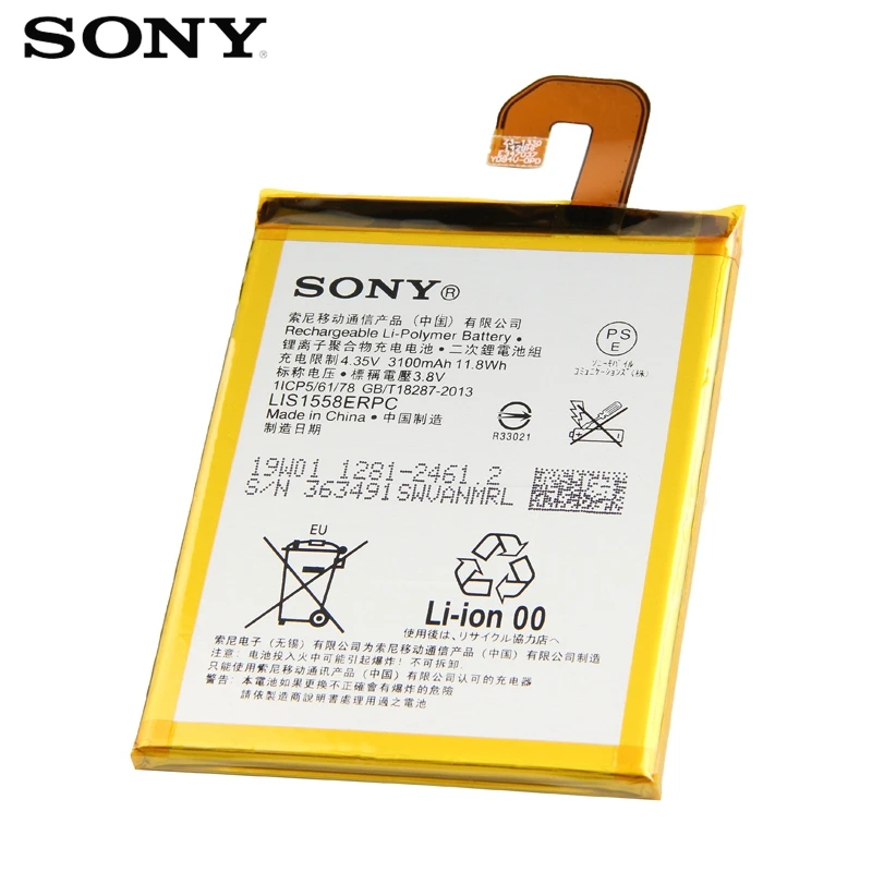 Оригинальная сменная батарея sony LIS1558ERPC для sony Xperia Z3 D6653 D6633 L55T L55U D6603 настоящая батарея для телефона 3100 мАч