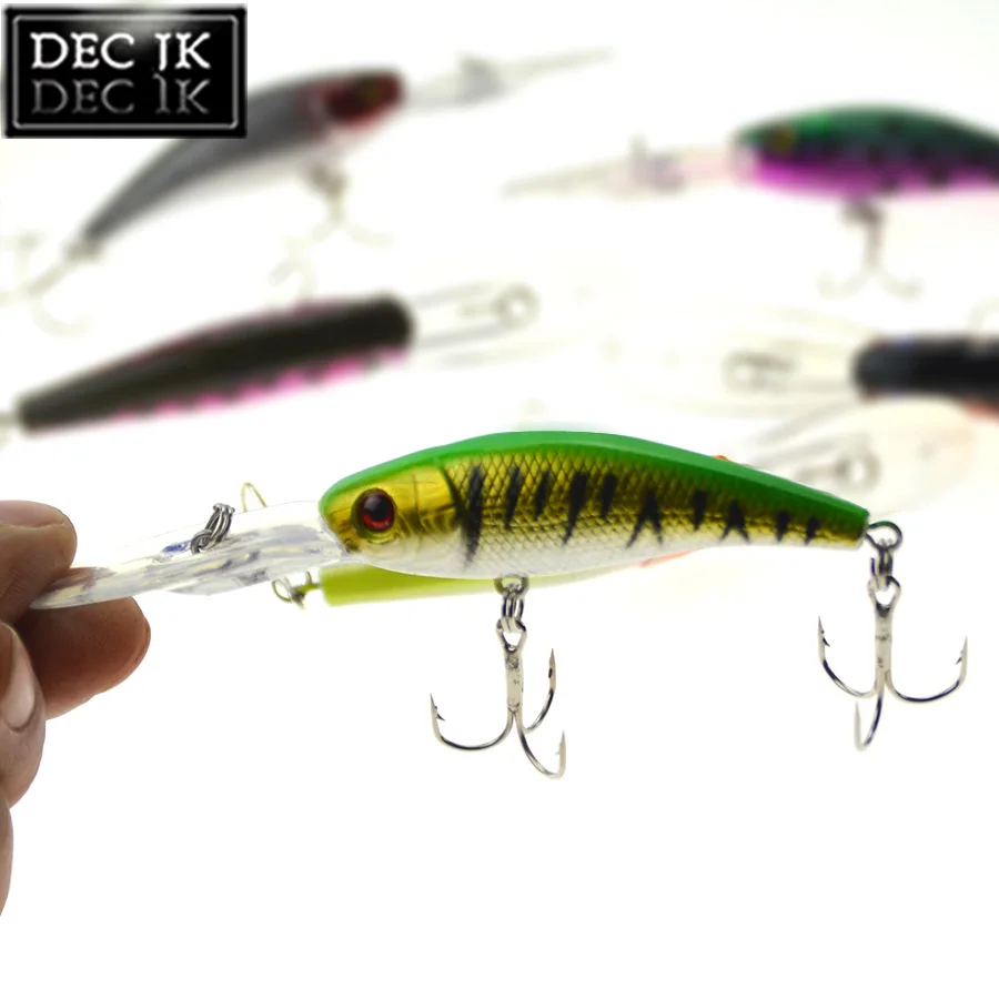 7PCS Floating Minnow Plastic Crankbait Sea Fishing Lure Crankbaits Wobblers Trolling Hook Tackle Saltwater Hard Artificial Bait (10)