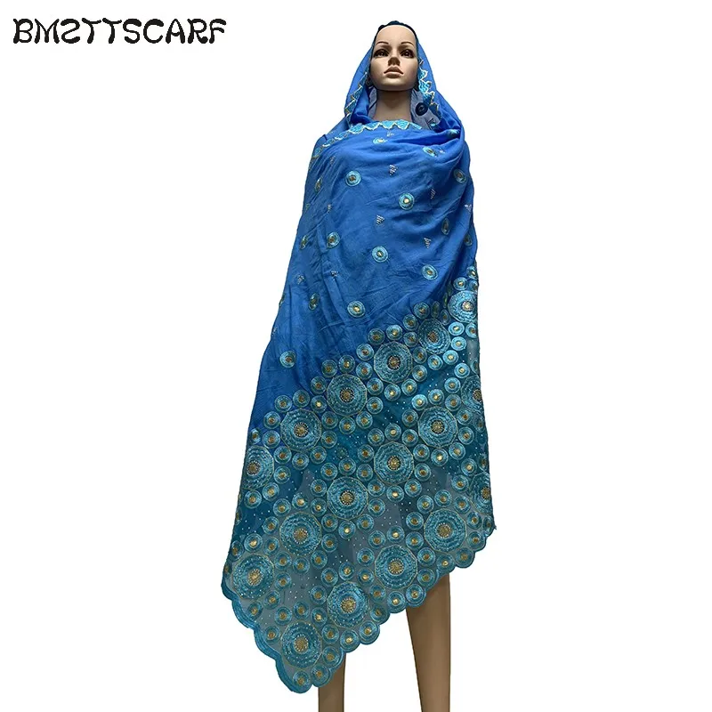 

New Muslim Scarf african women scarf shawls high quality heavy cotton match net scarf big size scarf for pashmina BM706
