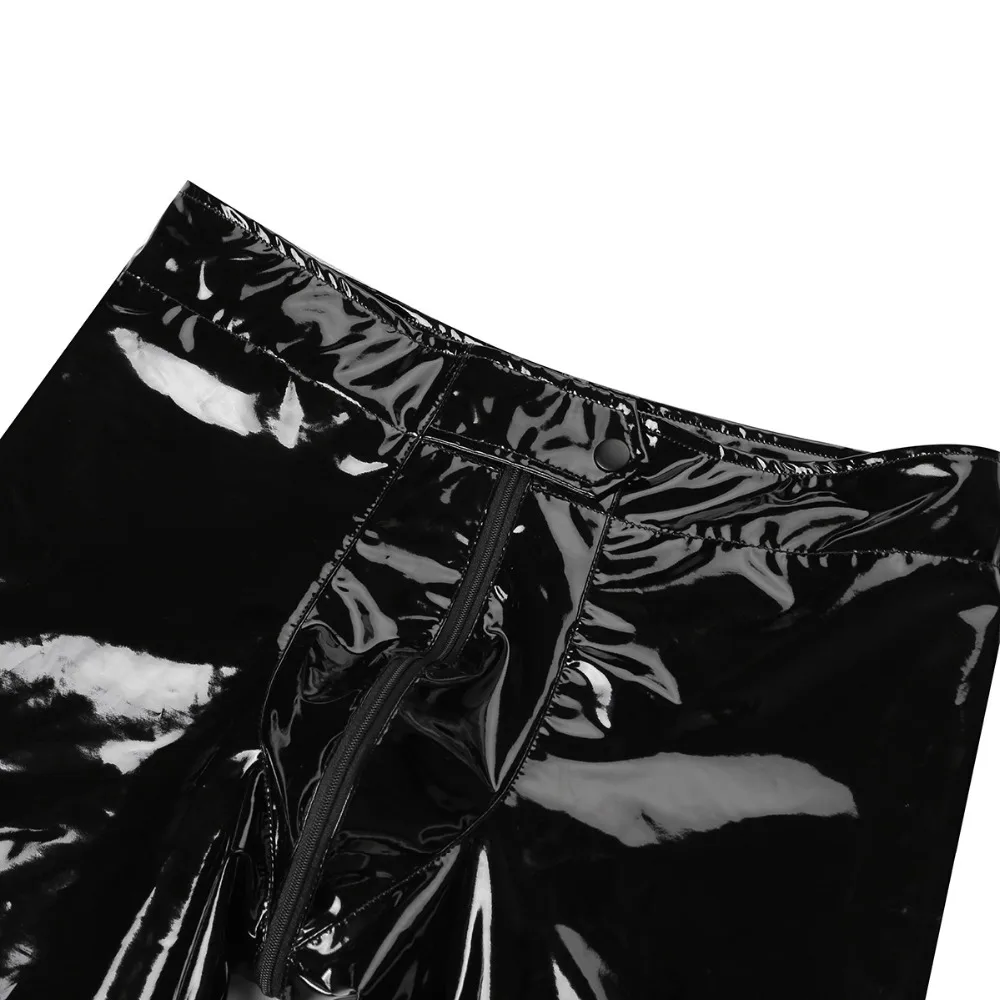 YiZYiF черные мужские сексуальные фетиш облегающие шорты мокрого вида боксер короткие штаны лакированная кожа молния промежность Боксер шорты