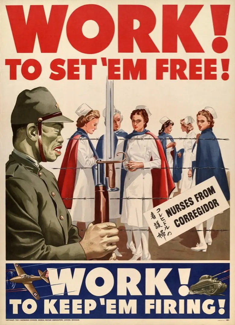 Винтаж США WW2 Производство рекламных плакатов работа для Set'em Free классические