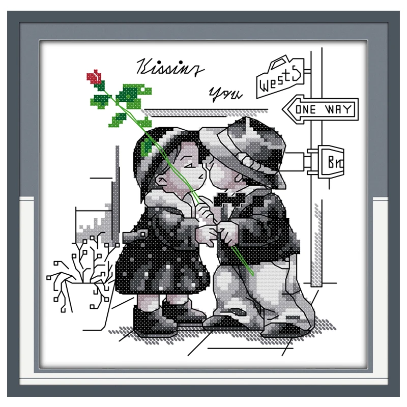 

Kiss Painting Counted Cross Stitch 11CT Printed 14CT Cross Stitch cartoon Cross Stitch Kits for Embroidery Home Decor Needlework