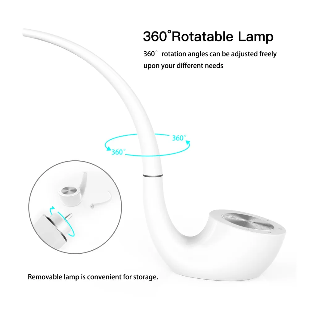 

LED Home Bedroom Lamp with Bluetooth Speaker HiFi Nillkin 2 in 1 Desk Eyes protection Reading Lamp USB Charger for xiaomi