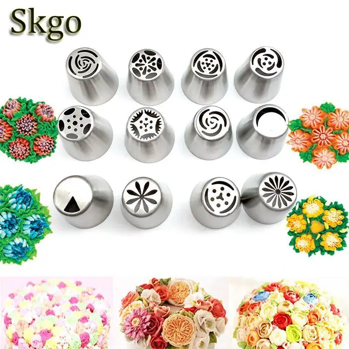 12pcs Stainless Steel Cake Nozzle Set DIY Cream Icing Piping Nozzles Chocolate Pastry Fondant Decorating Tools Baking | Дом и сад