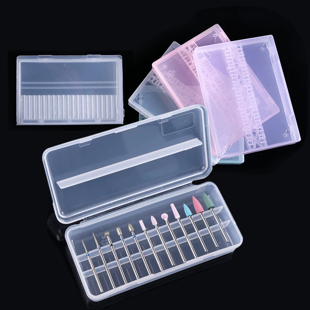 

1pcs Acrylic Nail Drill Bits Storage Clear Box Display Brushes Nail Files Organizer 12/14/20 Holes Container Manicure Tool BE994