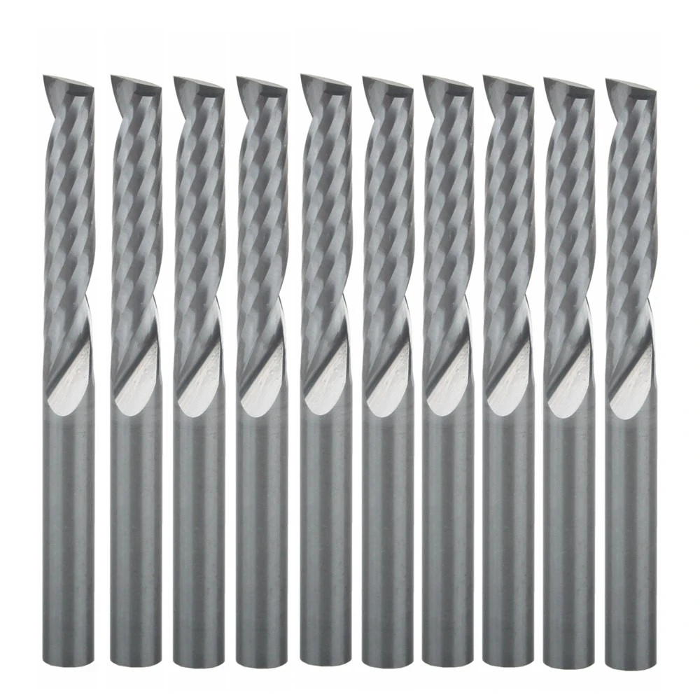 10pcs 4x22mm Single Flute Bit Carbide End Mill Set, CNC Router End