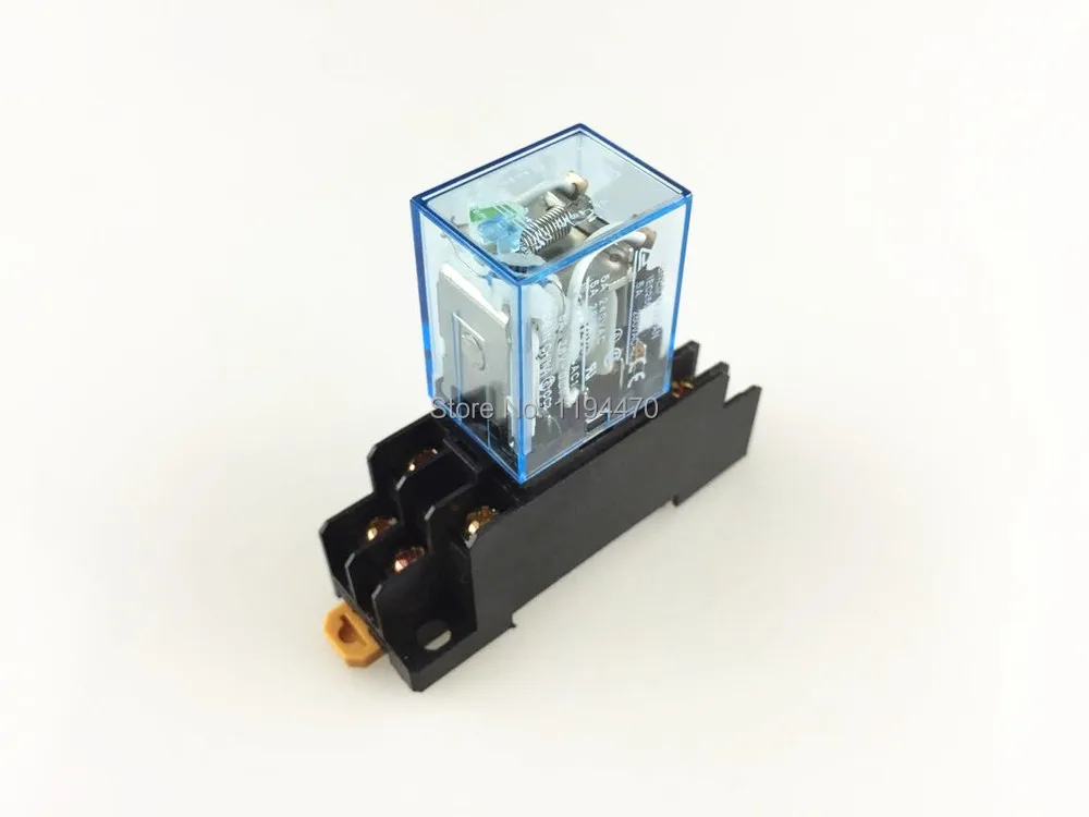 Coil Power Relay 8pin 2NO 2NC HH52P-L Led Lamp 5A AC24V 10set Base