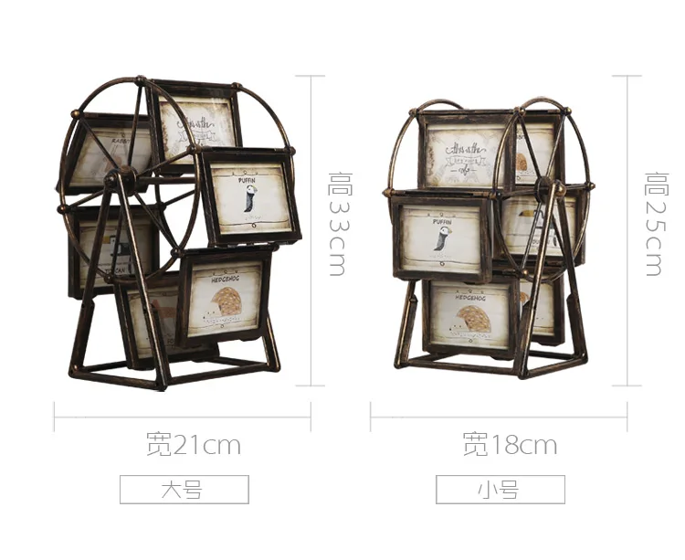 Винтажная фоторамка с колесом обозрения, домашний декор, фигурки, набор для ТВ шкафа, креативная ветряная мельница, фото украшения, персонализированные украшения