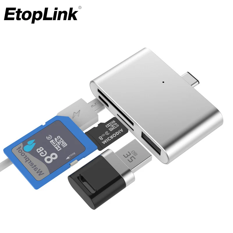 EtopLink USB-C 4-in-1 USB C Hub with Type-C 2 Slot TF SD Card Usb 3.0 Hub OTG Card Reader USB 3.0 HUB for MacBook Pro Type C Hub