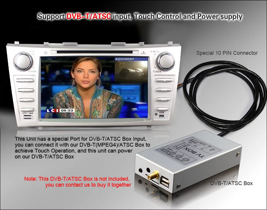 Best Quad Core 8" Android 8.1 OS Wifi 3G Car DVD Player GPS Nav Radio Stereo for Toyota Camry 2007-2010 Silver with TF GPS Card 5
