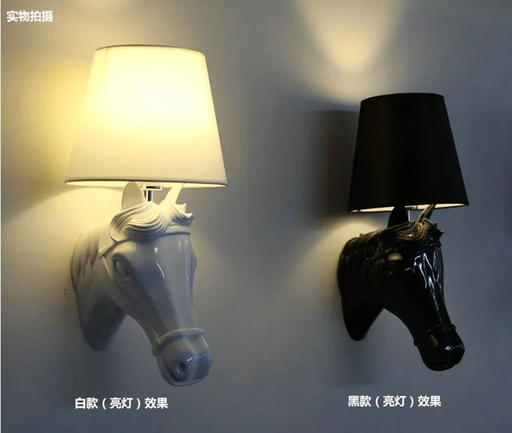 

Modern Brief Wall Lights Resin Horse Head Wall Lamp for home decoration