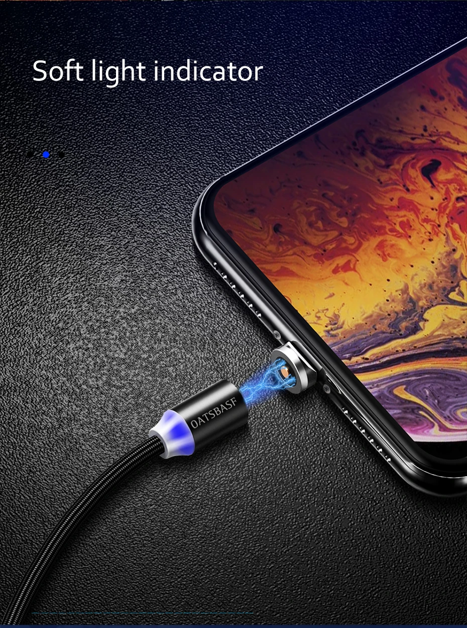 Oatsbasf Магнитный USB кабель для iPhone Micro USB кабель USB C магнит зарядное устройство нейлоновый кабель для redmi note 7 huawei p30