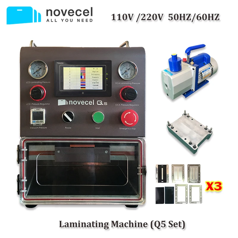 

Novecel Q5 Laminating Machine Portable OCA Vacuum Laminator with 4L Vacuum Pump For Flat Screen , Curved Screen , Tablets