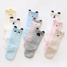 Новые весенние носки для маленьких девочек, 3 пары хлопковые дышащие высокие носки для малышей 0-1-3 лет носки для новорожденных девочек