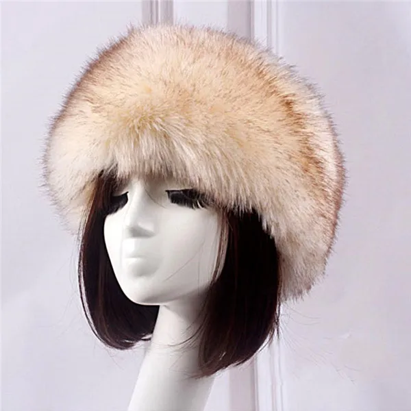Naiveroo Women Men Fur Hats Thick Warm Faux Fox Fur Fuffy Cap Headband Autumn Winter Russian Fashion Unisex Bomber Hat Headwear - Цвет: 8