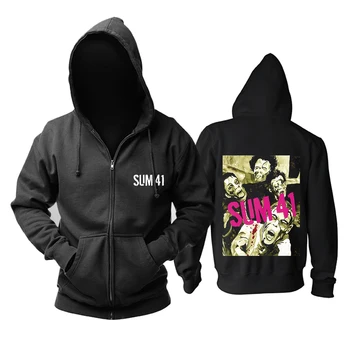

Bloodhoof Sum 41 punk rock band black zipper hoodie Asian Size
