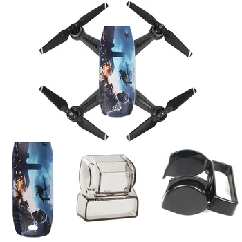 

3 in 1 DJI SPARK Accessories kit Cool Printing Cover Shell, Bundle Combo Lens Cap,Hood Sun Shade Camera Cover Protector