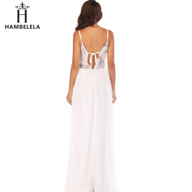 HAMBELELA Elegant Long Dress Sequined Top Party Dresses Women Sexy V Neck Spaghetti Straps Evening Vestidos Female Maxi Dresses (6)
