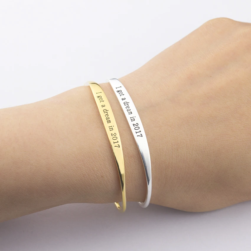 

Wholesale 10piece Quotes ' I got a dream in 2017 ' Bracelets & Bangles For Women Men Hand Jewelry Adjustable Cuff Bracelet Femme
