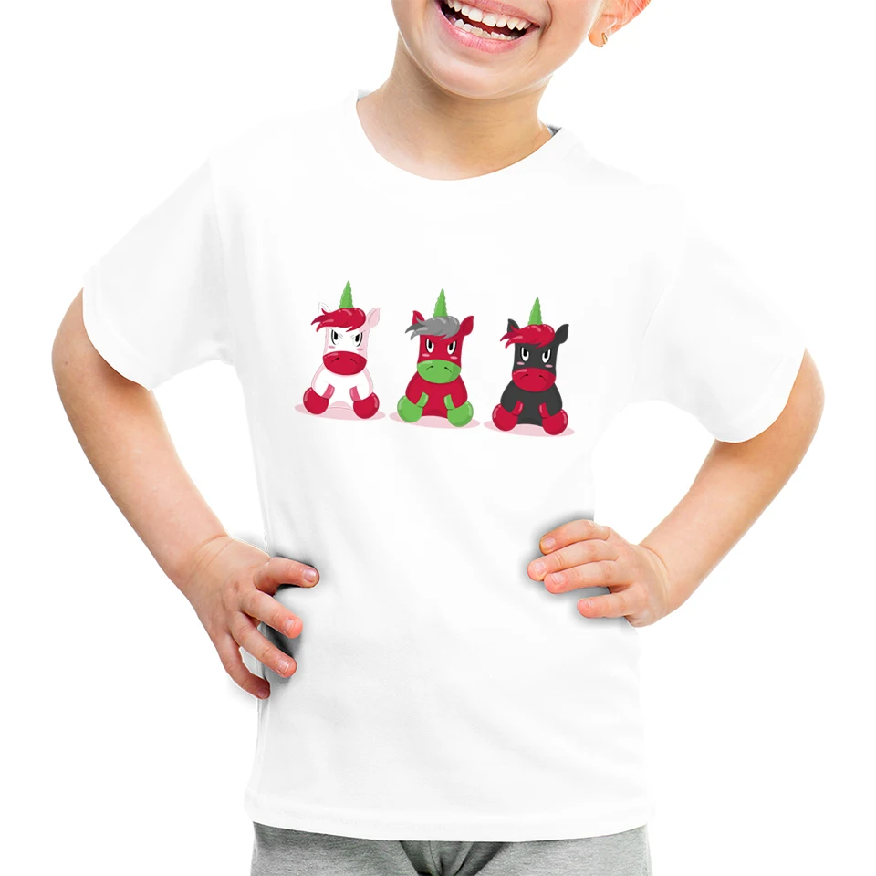 

ZSIIBO Summer Children's Short Sleeve Tshirt Unicorn Harajuku Funny Printing Tee Shirts Boy and Girl T-shirts Kid's Casual Tops