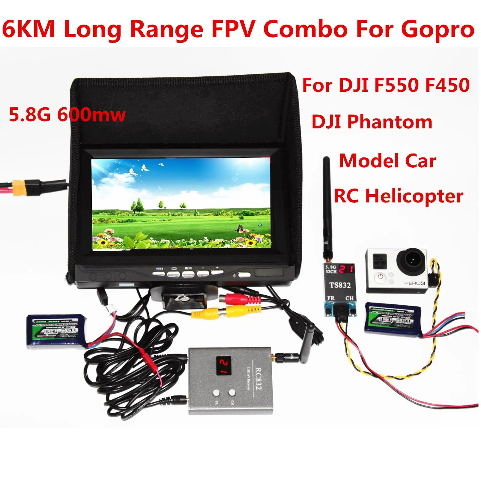 6KM Long Range FPV Combo 5.8Ghz 600mw Tx and Rx For Any DJI F550 F450