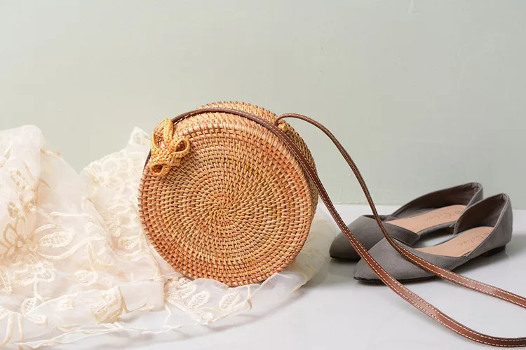 2018 Round Straw Bags DIY Women Summer Rattan Bag Handmade Woven Beach Cross Body Bag Circle Bohemia Handbag Bali Dropshipping (11)