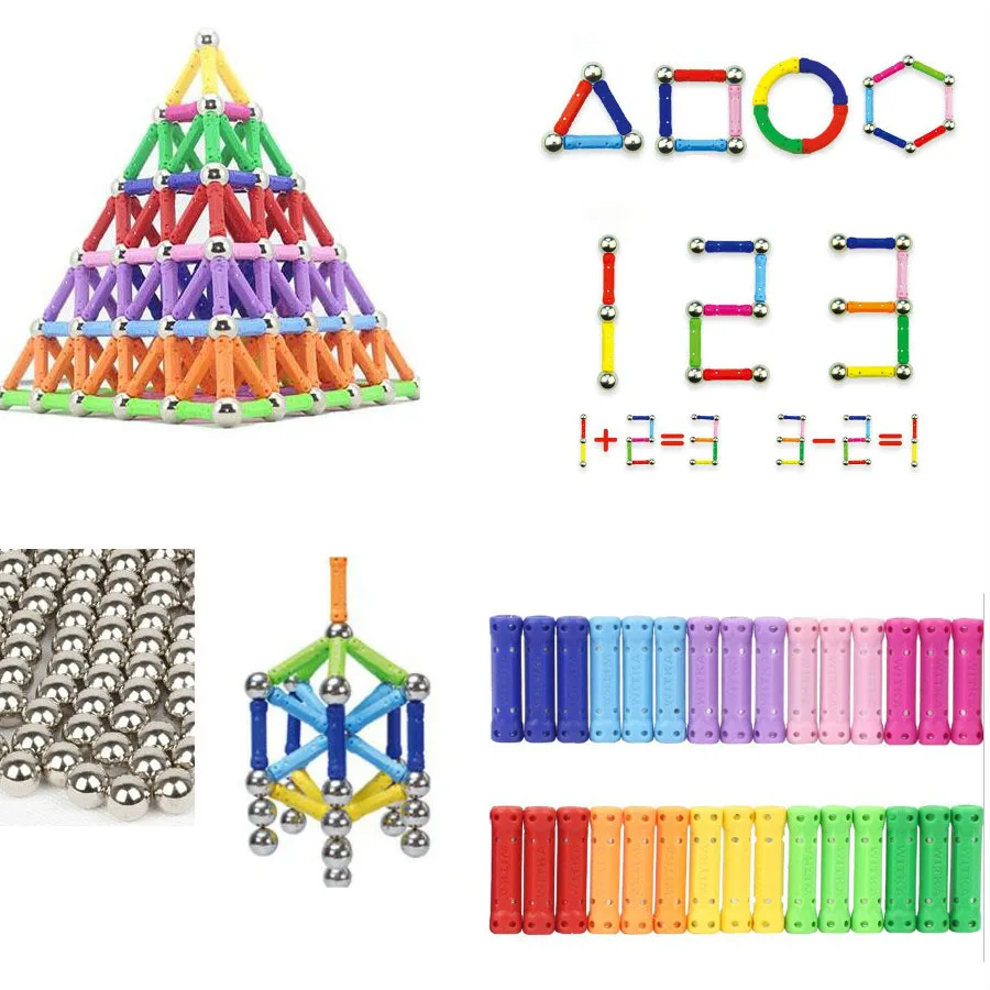  Magnetic designer toys for children magnetic constructor metal balls magnet bars models kids buildi