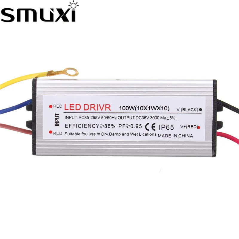 Smuxi 10 Вт, 20 Вт, 30 Вт, 50 Вт, 70 Вт, 100 Вт, водонепроницаемый IP65, мощный светодиодный драйвер, светодиодный SMD интегрированный светильник, бусины, чип, AC85-265V