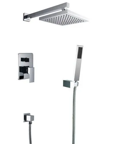 Sale New Free Shipping Copper In-wall Faucet Bath And Shower Mixer Chrome 8&quot Squre Rainfall Set 17504 [5 Years Warranty] |