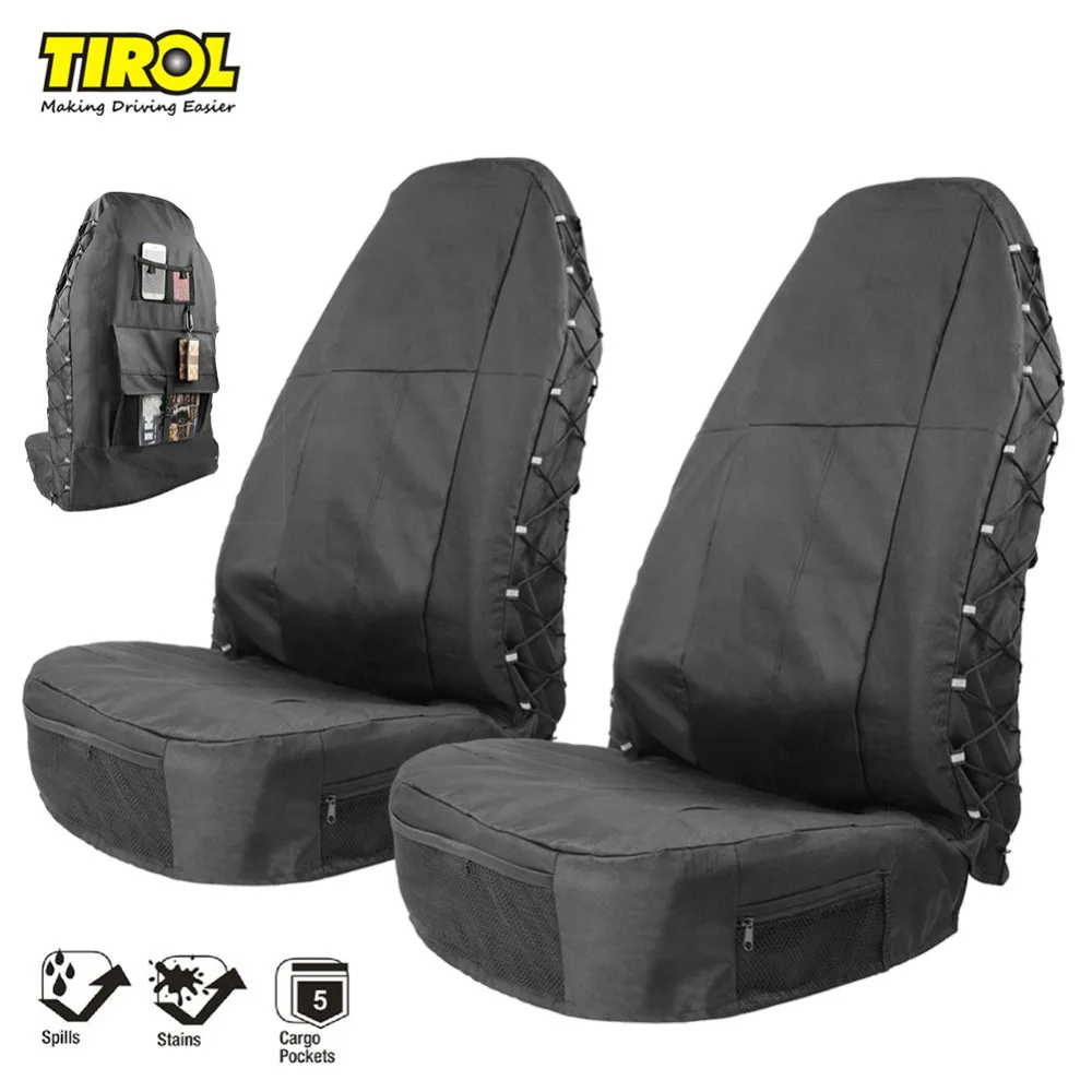 TIROL Waterproof Universal Oxford Car Bucket Seat Cover with Multi-Pockets Organizer Storage High Back Seat Protector 2 Pack TIROL Waterproof Universal Oxford Car Bucket Seat Cover with Multi-Pockets Organizer Storage High Back Seat Protector 2 Pack