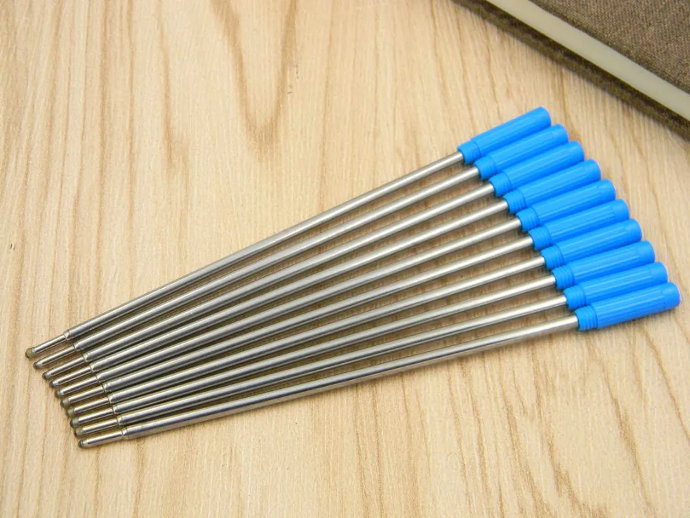 

Free shipping 10pc metal stytle Blue Ballpoint pen Refills