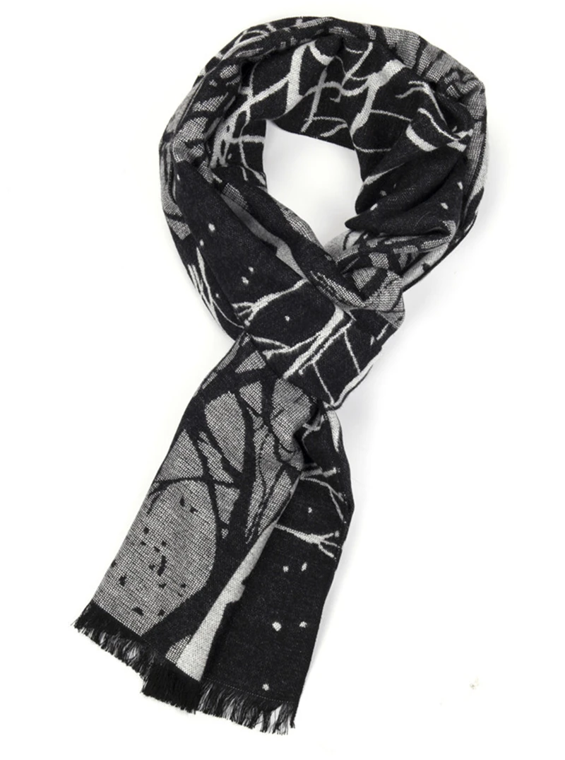 men wearing scarves 180x30cm Christmas Tree Branch Jacquard Male Scarf Winter Modal Brushed Men Wrap Shawls Man Warm Cashmere Scarves As Gift YG326 mens blanket scarf