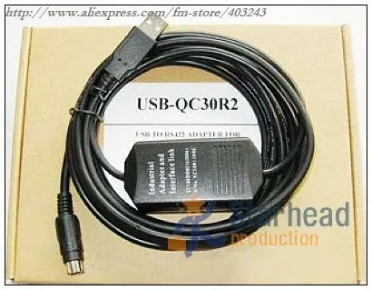 Programming cable for Mitsubishi QC30R2 Q-PLC Q series PLC with RS232 interface 