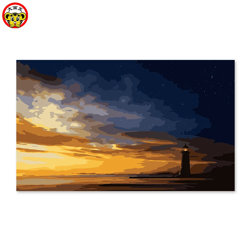 

painting by numbers art paint by number diy oil Decorations, Artcraft, Dark Sky, Nightfall, Abstraction Lighthouse, harbor, go