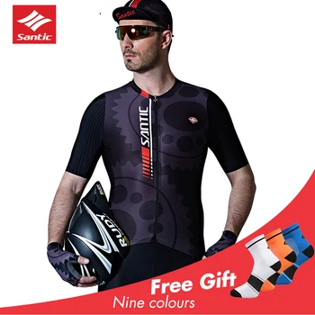 

2019 Santic Cycling Jersey Clothing Men Pro Antislip MTB Short Sleeve Riding Bicycle Sportwear Outdoor Breathable Bike Shirt New