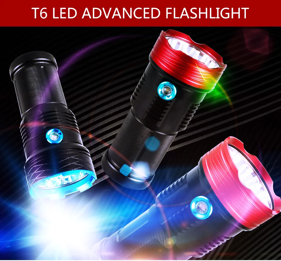 Powerful LED Flashlight 9 10 12 T6 LEDs Torch Portable LED Linterna 4pcs 18650 Battery Powered for Outdoor Lighting Hiking Camping (1)