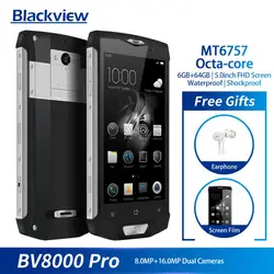 Blackview BV8000 Pro 5 дюймов FHD водонепроницаемый MT6757 Восьмиядерный 6 ГБ + 64 ГБ отпечаток пальца 4G смартфон 16.0MP камера Быстрая зарядка NFC